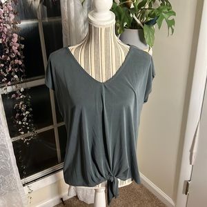 Green Envelope Tie Front Blouse Green - Size Medium